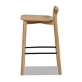 thumbnail image 2 of Modern Minimalist Natural Blonde Ash Wood Counter Stool with Iron Footrest, 2 of 8