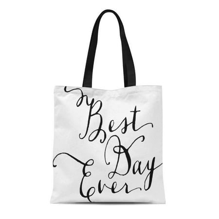 KDAGR Canvas Tote Bag Welcome Best Day Ever Wedding Personalized Guests Town Custom Reusable Handbag Shoulder Grocery Shopping (Best Day Ever Wedding)