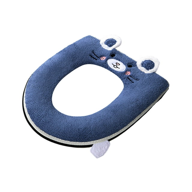 Alfombrilla de inodoro para el hogar, cojín para asiento de inodoro con pelusa y cojín de asiento grueso con cremallera, funda de inodoro impermeable para todas las estaciones, cojín de asiento imperm