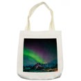 thumbnail image 1 of Aurora Borealis Tote Bag, Southern Iceland on Sky over Rocky Hills Wild Night View, Cloth Linen Reusable Bag for Shopping Books Beach and More, 16.5" X 14", Cream, by Ambesonne, 1 of 2