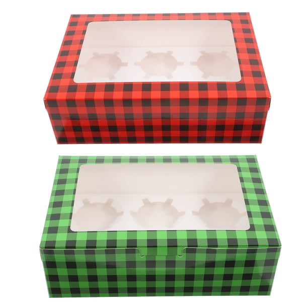 12 cajas para mini pasteles, magdalenas navideñas, magdalenas con ventana, cajas para dulces navideños, cajas para postres pequeños para regalar