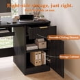 thumbnail image 5 of Waleaf 55" Computer Desk with Drawers & Storage Shelves, Modern Home Office Desk with Keyboard Tray, Sturdy Wood Study Writing Desk for Bedroom Living Room（Black）, 5 of 8