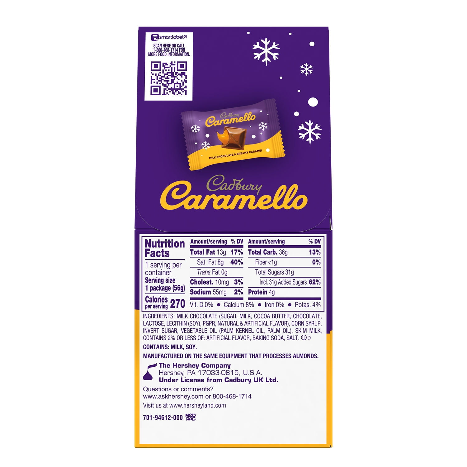 (3 pack) Cadbury Caramello Miniatures Milk Chocolate Caramel Christmas Candy, Gift Box 2 oz