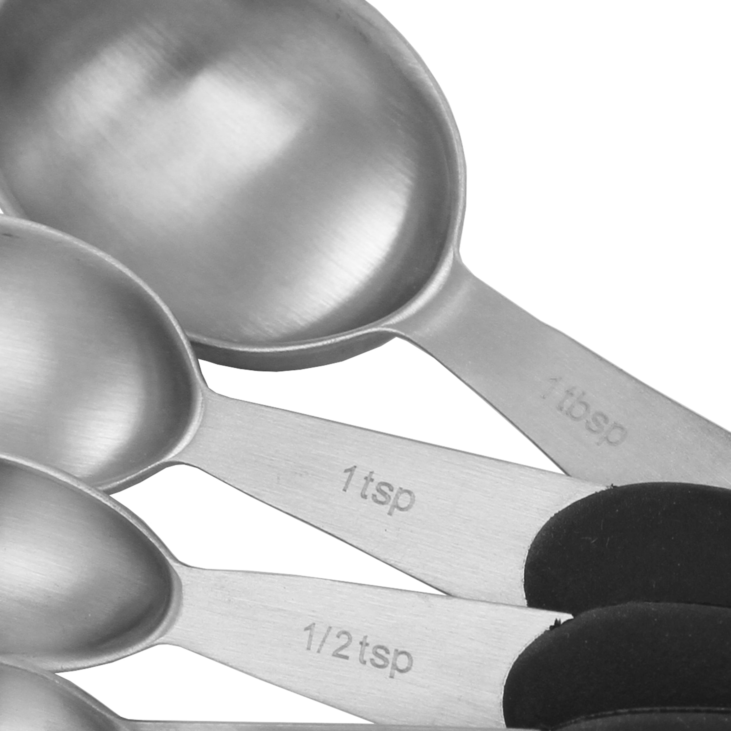 Vintage 4 piece Metal Measuring Spoons Rounded US Std 1 Tablespoon Teaspoon  ½ ¼