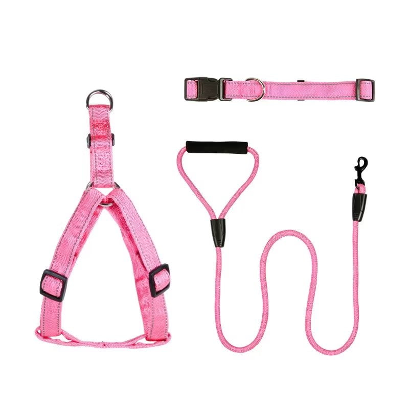 LOEFME No Pull Dog Harness Set Adjustable Reflective Dog Collar Harness