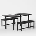 thumbnail image 5 of VECELO Extendable Dining Table Set for 4-6 People, Modern 3-Piece Kitchen Table Set with 2 Upholstered Benches, Mid-Century Dining Room Table, Saving Space, Marble Black, 5 of 13