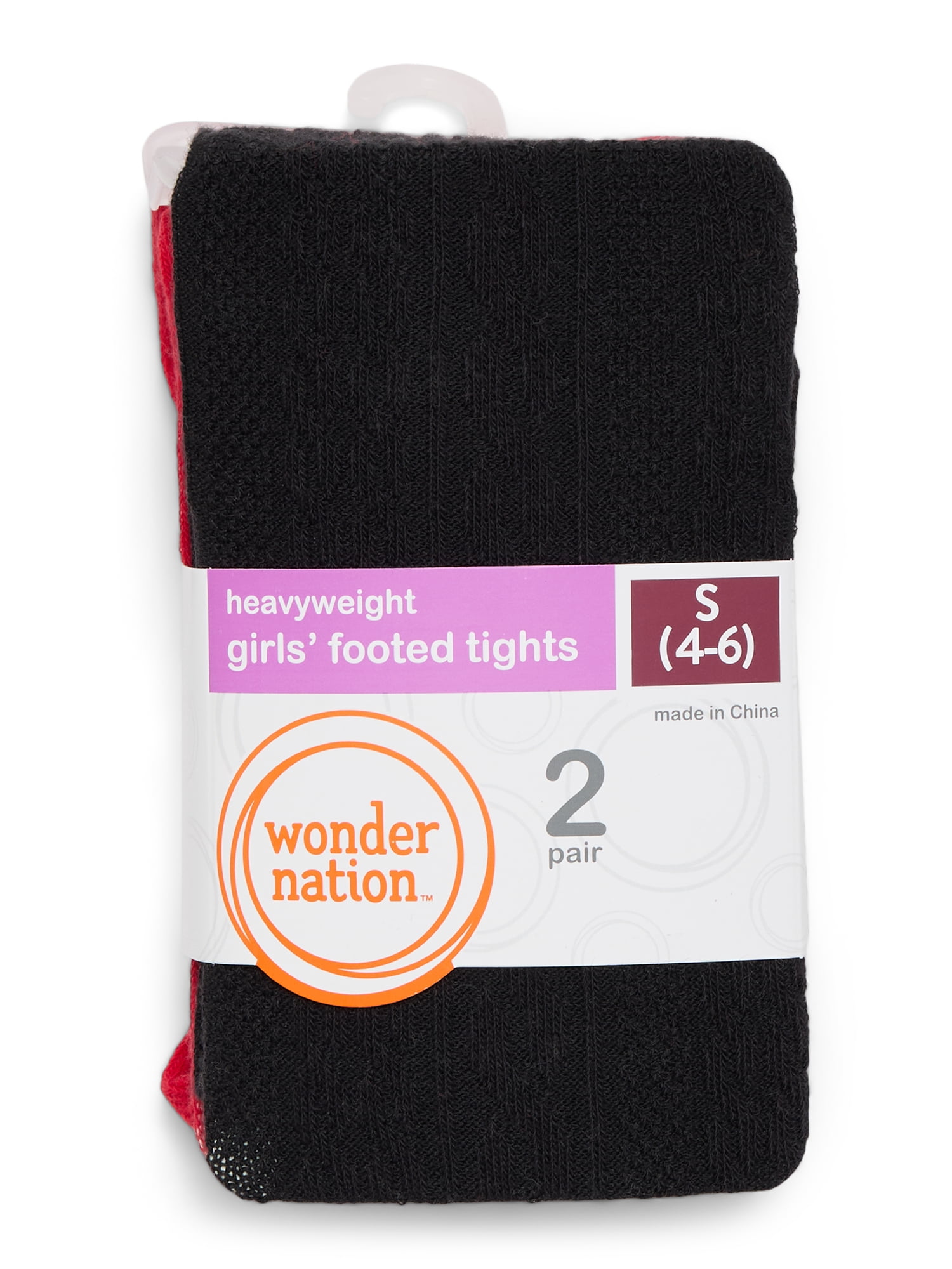 Wonder Nation Girls Cable Ribbed Tights, 2-Pack, Sizes S-L