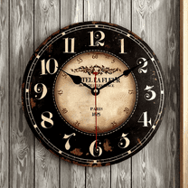 24inch Round Black Paris Decorative Wall Clock with Big Arab Numerals, Retro Wood Wall Clock for Living Room,Office and Kitchen,Colorful Quality Quartz Quiet Round Wall Clock
