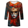 thumbnail image 5 of QATAINLAV Deals Of The Day Lightning Womens Mardi Gras 3/4 Tshirts 2024 Plus Size Tops Round Neck Pullover Blouses Carnival Party Basic Graphic Tees Multicolor XL, 5 of 6