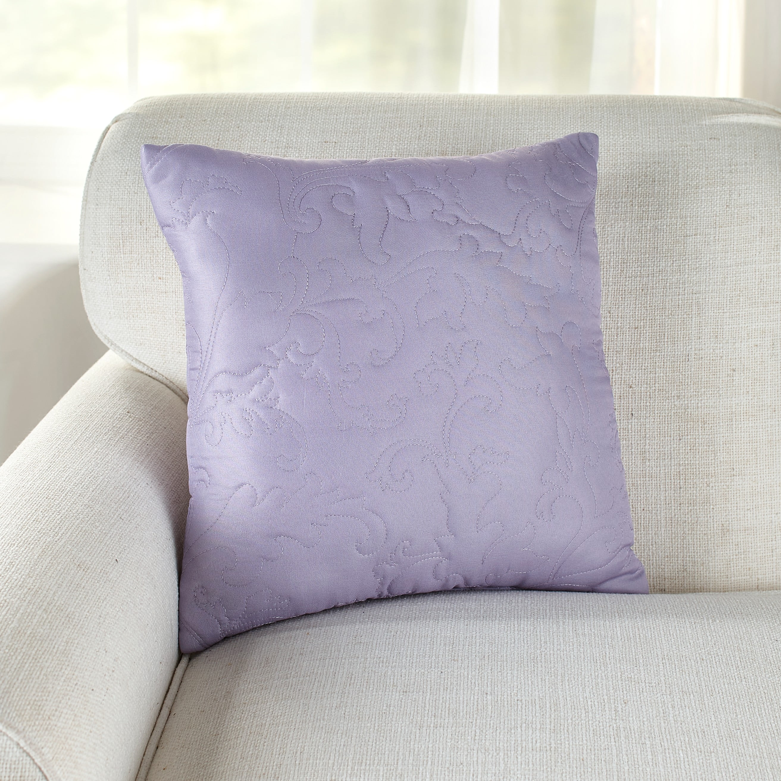 18 Quilted Damask Accent Pillows Lavender Walmart