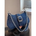 thumbnail image 3 of Hotian Handbag for Women Top Buckle Suede Shoulder Bags with Chain Purses Blue Denim Bag, 3 of 8