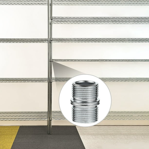 DOITOOL - 4 tuercas de soporte de estante de acero al carbono de doble cabezal, conectores de tuercas para estantes de almacenamiento de repuesto