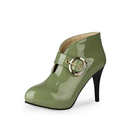 

Ritualay Ladies Anti-Slip Stiletto Boots Comfort Hollow Out Heeled Booties Office Work Sexy Ankle Boot Green 8