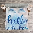 thumbnail image 3 of Ambesonne Winter Quilted Bedspread Set 3 Pcs, Hello Winter Words Snow, Queen Size, Blue Pale Pink White, 3 of 3