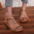 thumbnail image 2 of Xijirk Women Foreign Trade Sandals Summer New Casual One Buckle Strap Open Toe Flat Bottom Roman Shoes Bohemian Style Women Sandals for Fashion,Khaki,9, 2 of 9