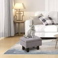 thumbnail image 5 of Foot Stool Ottomans Linen Footrest Storage Ottoman Step Stool Seat with Solid Wood Legs Modern Accent Stools for Couch Living Room Dark Grey, 5 of 7
