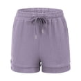 thumbnail image 7 of Women's High Waisted Gauze Cotton Shorts Linen-Like Breathable Drawstring Summer Beach Shorts with Pockets, 7 of 7