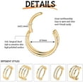 thumbnail image 3 of 316L Surgical Steel Conch Helix Piercing Jewelry Cartilage Hoop Earring Septum Ring Nose Ring Rook Lobe Daith Tragus Piercing Jewelry 16G Double/Triple Hoop, 3 of 5