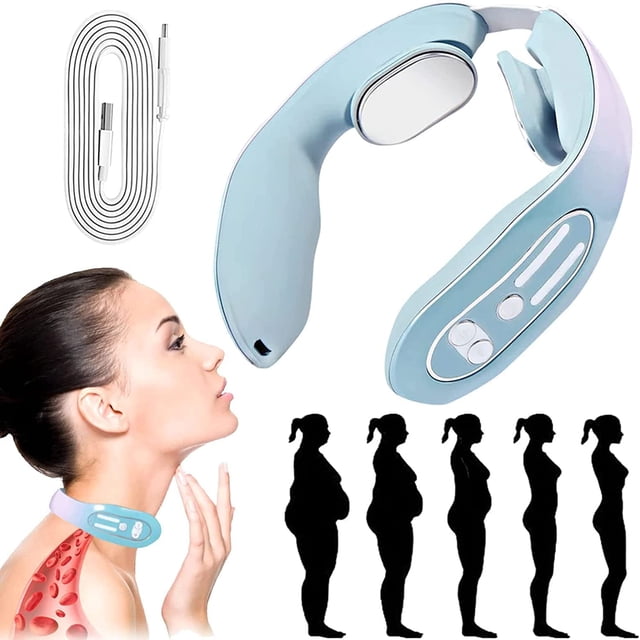 Dispositivo masajeador de linfitis con puntos de acupuntura para el cuello, máquina de drenaje linfático, masajeador de cuello EMS de 12 modos para aliviar el dolor, masajeador linfático por