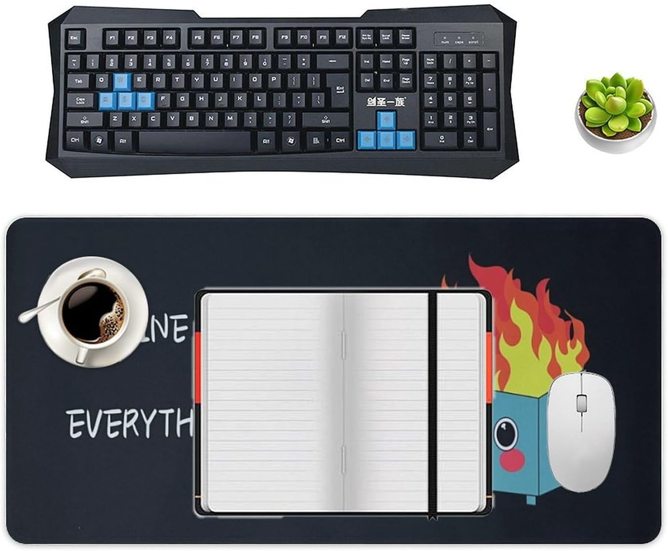 Dumpster on Fire Black Funny Mouse Pad Large Extended Computer Full Desk Pad 23.6x11.8 inch Computer Mouse Mat Keyboard for Home Office Gaming