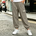 thumbnail image 5 of HAOTAGS Boys Cargo Pants (5-15) Elastic Waist Pockets Loose Ankle Pants Nylon Spandex Green Size 9, 5 of 10