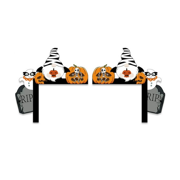 Harliver 2PCS Halloween Door Corner Sign Decoration, Doors And Card Of Ghost Festival Pumpkin Skull Door Corner Hanging Decorations, Halloween Witch Bat Home Door Corner Sign Decor