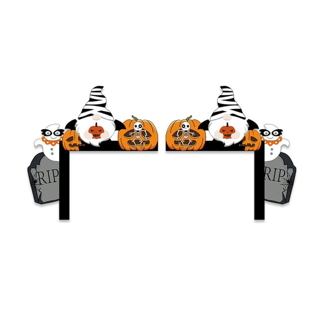 Halloween Door Frame Decorations | 2-Piece Set of Spooky Hanging Door Corner Decor for Home Entryway and Windows - Includes Pumpkin Skull and Ghost Festival Designs