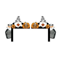 SDJMa 1 Pair Happy Halloween Door Frame Decoration, Halloween Gnome Pumpkin Witch Zombie Ghost Haunted House Door Corner Sign for Home Front Door Window Porch Decor Party Supplies