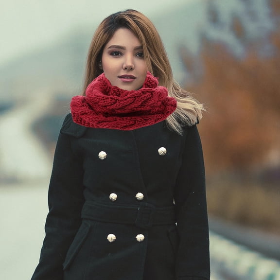 CRILSTYLEO Dark Red Winter Neck Warmer Soft Yarn Scarf for Cold Weather and Outdoor Comfort