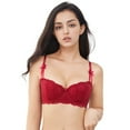 thumbnail image 4 of Varsbaby Women Push Up Bras Set Lace Lingerie Bra and Panties and Garter and Stocking 4 piece, 4 of 7