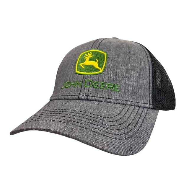 Sombrero John Deere de 6 paneles Oxford de malla gris