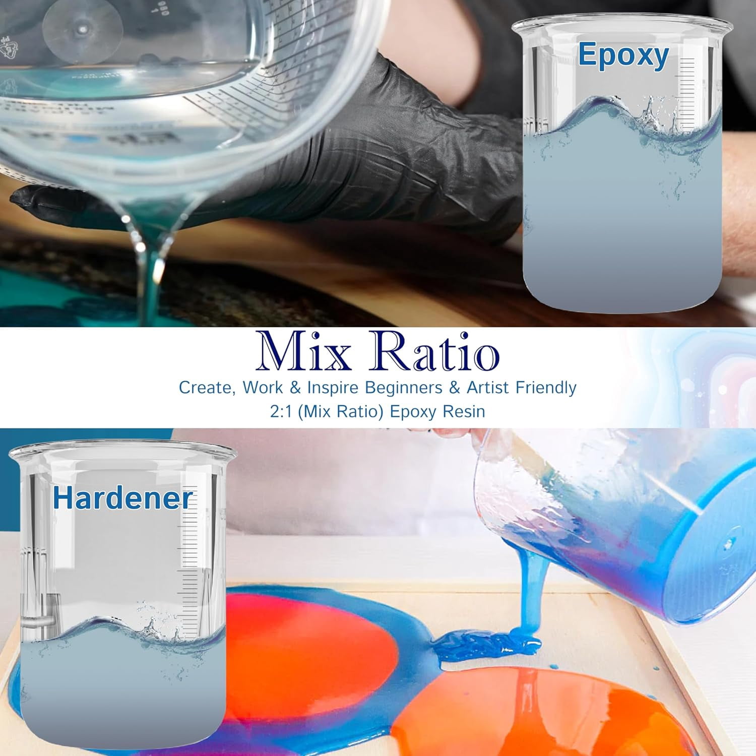 2 Quart (50 Oz Epoxy + 25 Oz Hardener) - Art Epoxy Resin - Liquid Glass Epoxy for Tabletops, Countertops, Jewelry, Crafts, Art & More