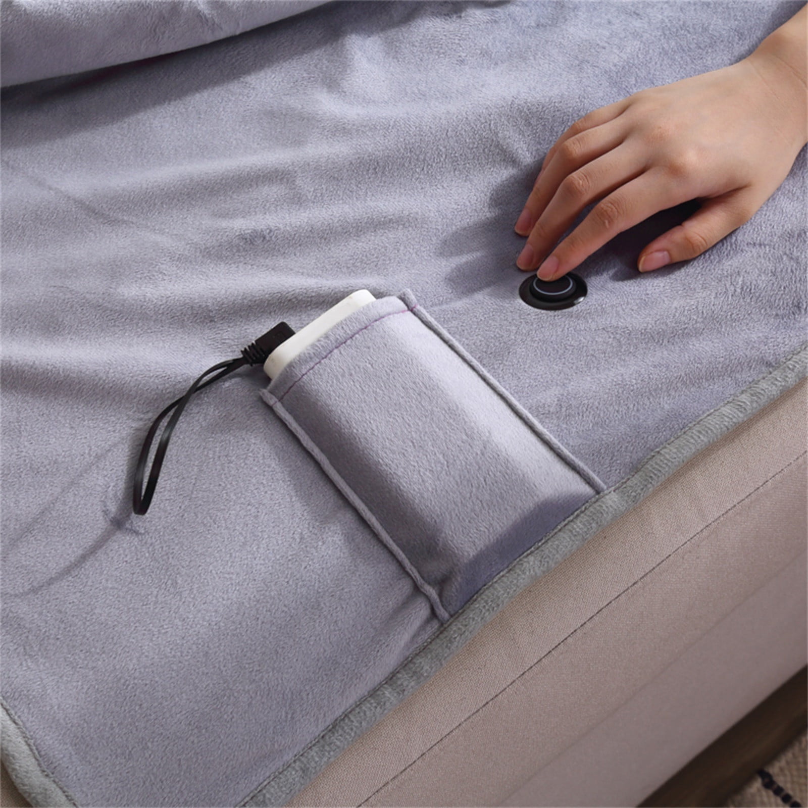 Portable USB Heated Blanket Battery Operated, USB Heated Blanket 3 Heating Levels Without Battery Pack, Plush Flannel Wearable Electric Heated Blanket, 3Hrs Auto Off&Overheat Protection 75x120cm