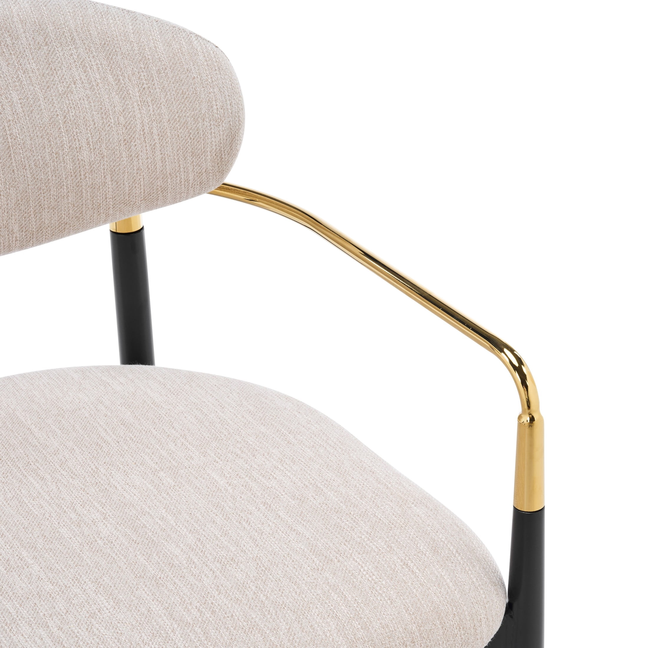 Christopher Knight Home Modern Upholstered Dining Chairs with Iron Frame, Black+Gold+Beige, Set of 2
