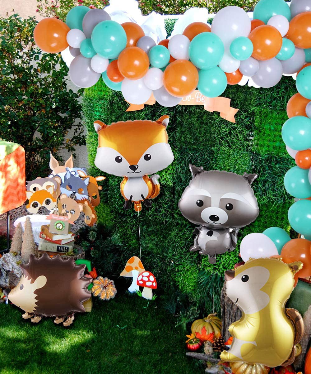 Woodland Theme - Floating Arch & Fox Column  Fox birthday party, Woodland birthday  party, Birthday party paper decorations