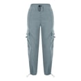 thumbnail image 6 of Hudaneo Girls Cargo Pants High Waisted Baggy Streetwear Pants with Pockets Wide Leg Streetwear Kids Pants, Light Blue 12-13 Years, 6 of 6