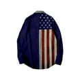 thumbnail image 2 of Men's American Flag Western Cowboy Shirt Long Sleeve Regular Fit Snap Button Down Shirts Blue XL, 2 of 6