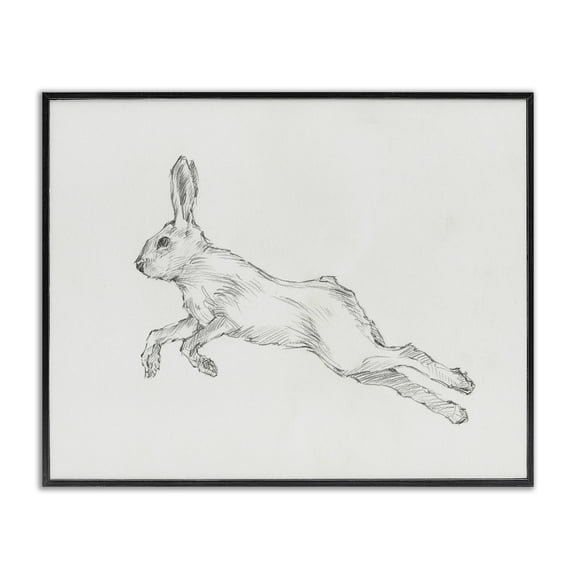 Stupell Industries Transitional Rabbit Hopping Sketch Black Framed Giclee Art, 14 x 11, by Ethan Harper