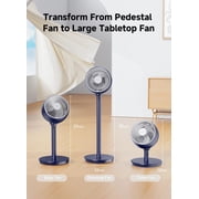 Airmate 9 Pedestal Fan with Remote, DC Motor, 12 Speeds, Quiet 25dB, 80° Oscillation, Adjustable Height 12-37, High Airflow, Dark Blue