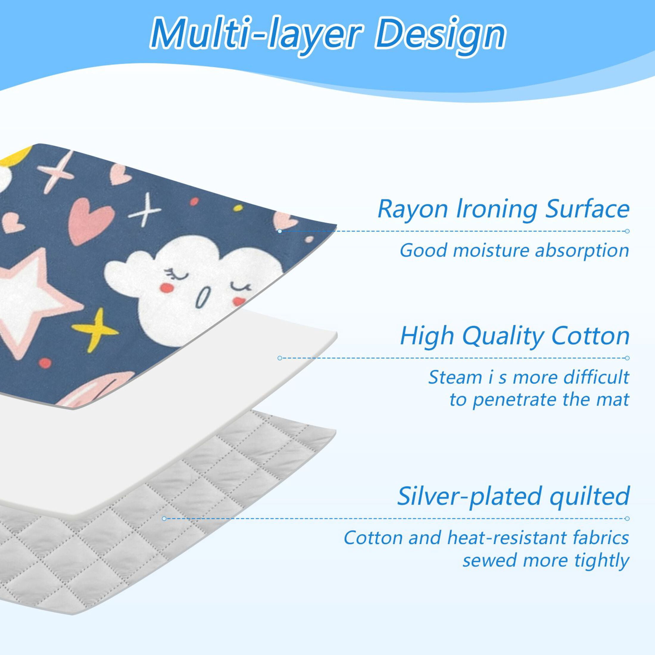 Moon Sun Clouds Rainbows Stars Ironing Mat Blanket Portable Travel Ironing Pad Heat Resistant Pad 47.2" x 27.6”