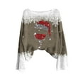 thumbnail image 4 of Elvqul Womens Christmas Blouses Shirts Print Knit Long Sleeve Merry Christmas Pullover Khaki Tops for Women, 4 of 4