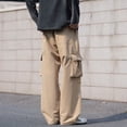 thumbnail image 3 of Cargo Pants for Men, Solid Color Pocket Elastic Waist Casual Fashion Trousers for Spring Summer, 3 of 7