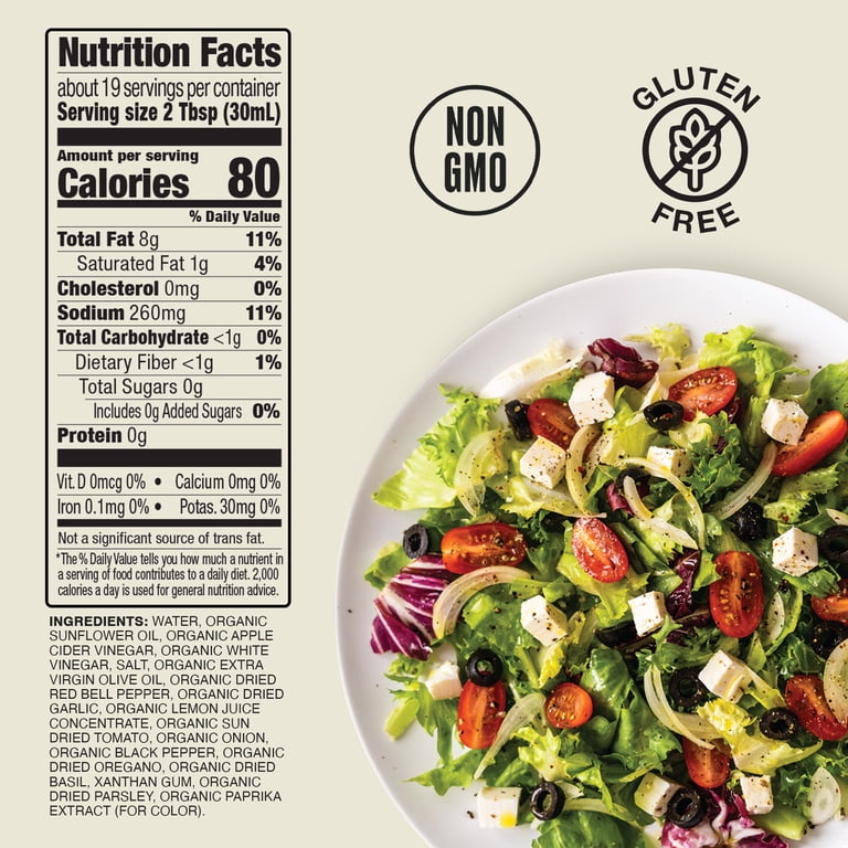 italian salad dressing calories Olive Garden Dressing, Light this is 0% sodium Sugar Free Zesty Italian Dressing