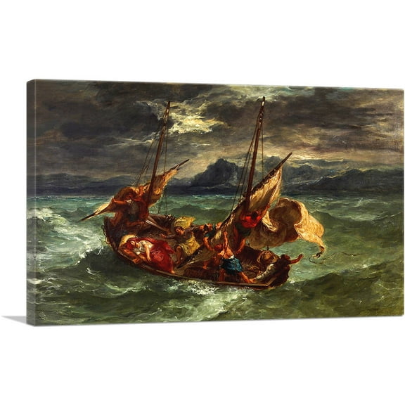 ARTCANVAS Christ on the Sea of Galilee 1854 Canvas Art Print by Eugene Delacroix - Size: 26" x 18" (0.75" Deep)