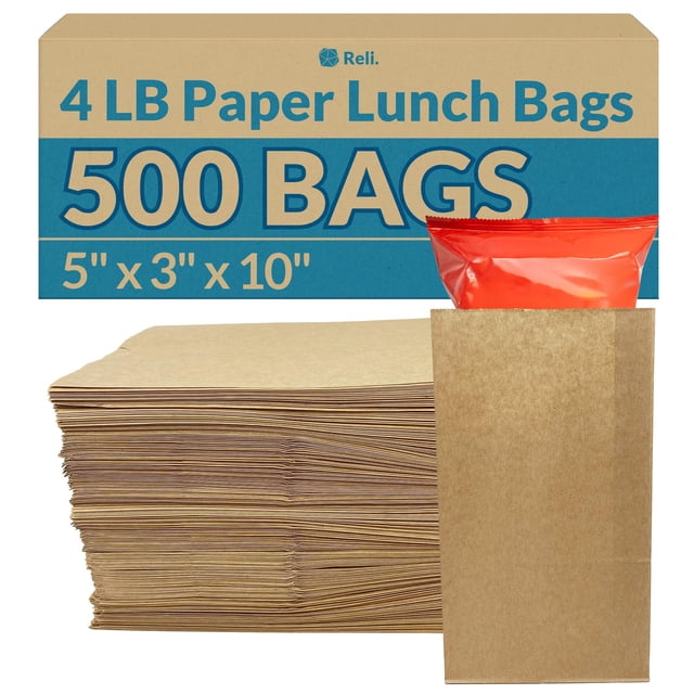 Bolsas de papel para almuerzo Reli. Brown, 500 unidades, capacidad de 4 libras