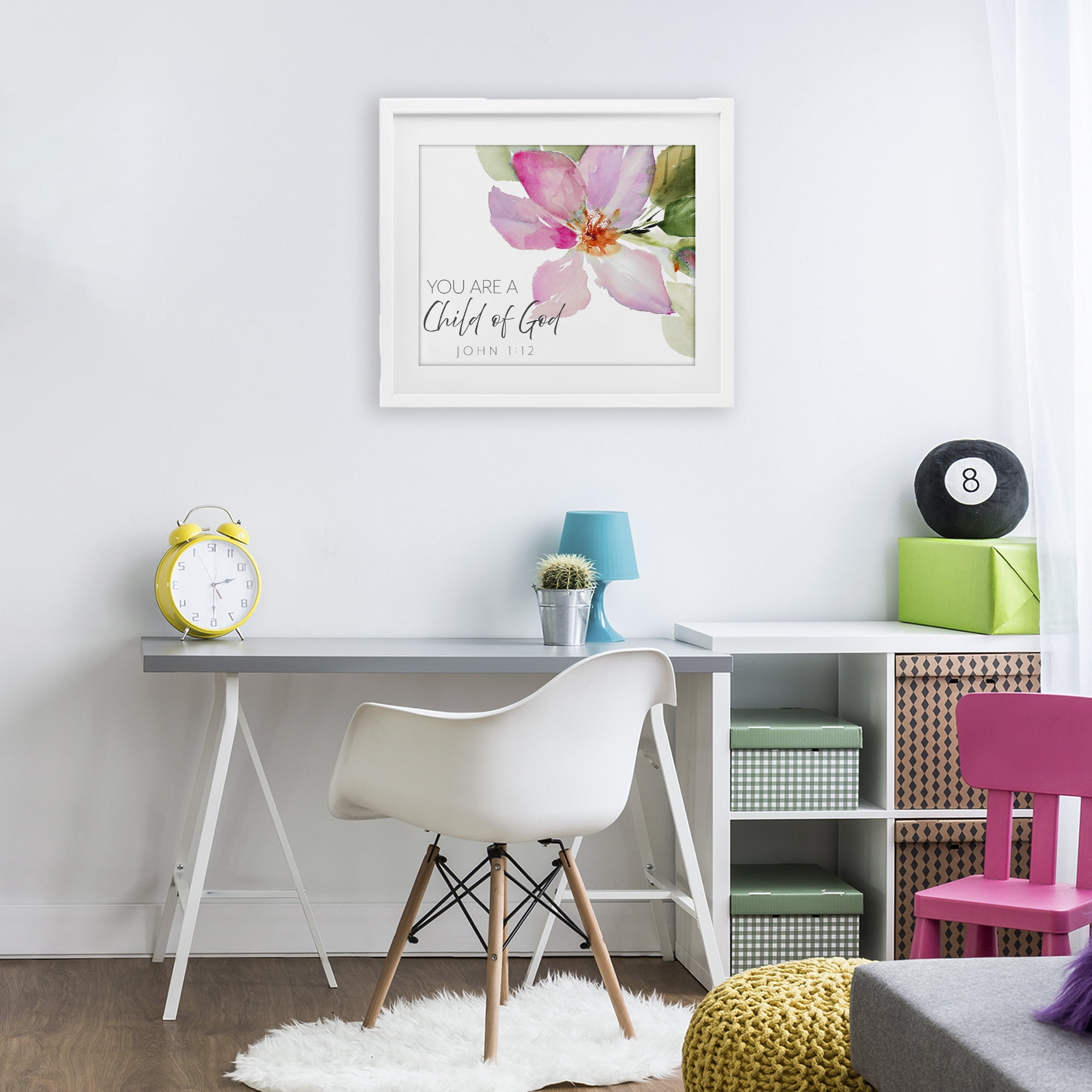 Stupell Industries Child Of God Pink Flower White Framed Print Under Glass, design by Lanie Loreth