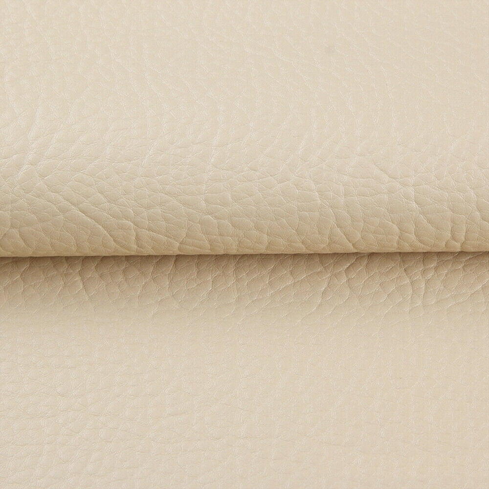 Anminy Vinyl Faux Leather Fabric, Cream Leather Upholstery Fabric