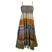 Mogul Womens Spaghetti Strap Long Dress Patchwork Vintage Summer Dresses