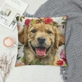 thumbnail image 2 of Throw Pillow Covers Dog with Flower Design Square Pillowcase for Home Decor Sofa Car Bedroom Pillow case, 2 of 5
