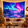thumbnail image 3 of Aurora Borealis Over Snowy Mountains with Frozen Lake, Mystical Digital Art for Nature Lovers, Winter Wall Decor, Housewarming Gift Tapestry Wall Hanging for Bedroom and Living Room, 3 of 7